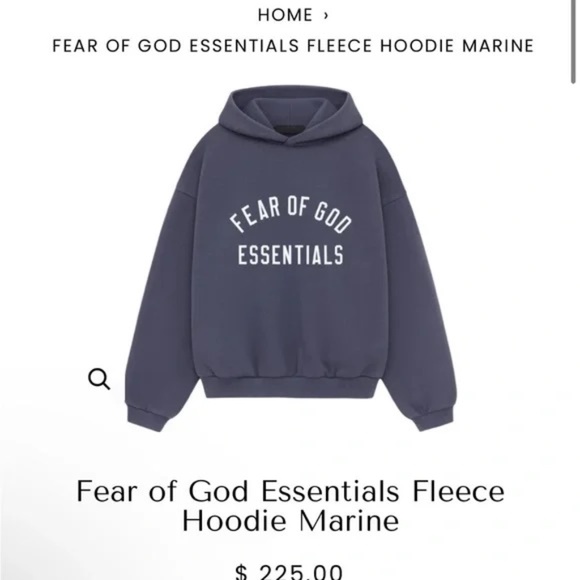 Fear of God Essentials Fleece Hoodie Marine - Picture 17 of 17